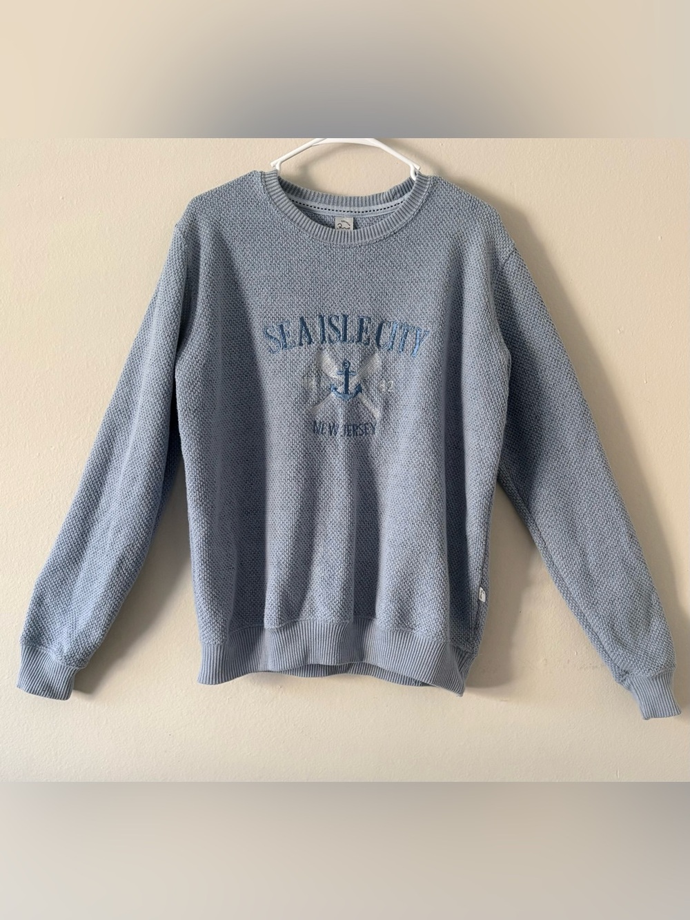 Ragwear Men Blue Knit Crew Neck Pullover Sweater M Embroidered Long Sleeve